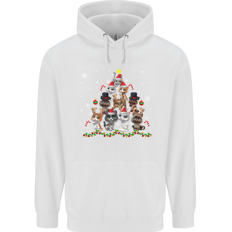 Christmas Cat Tree Funny Xmas Childrens Kids Hoodie White