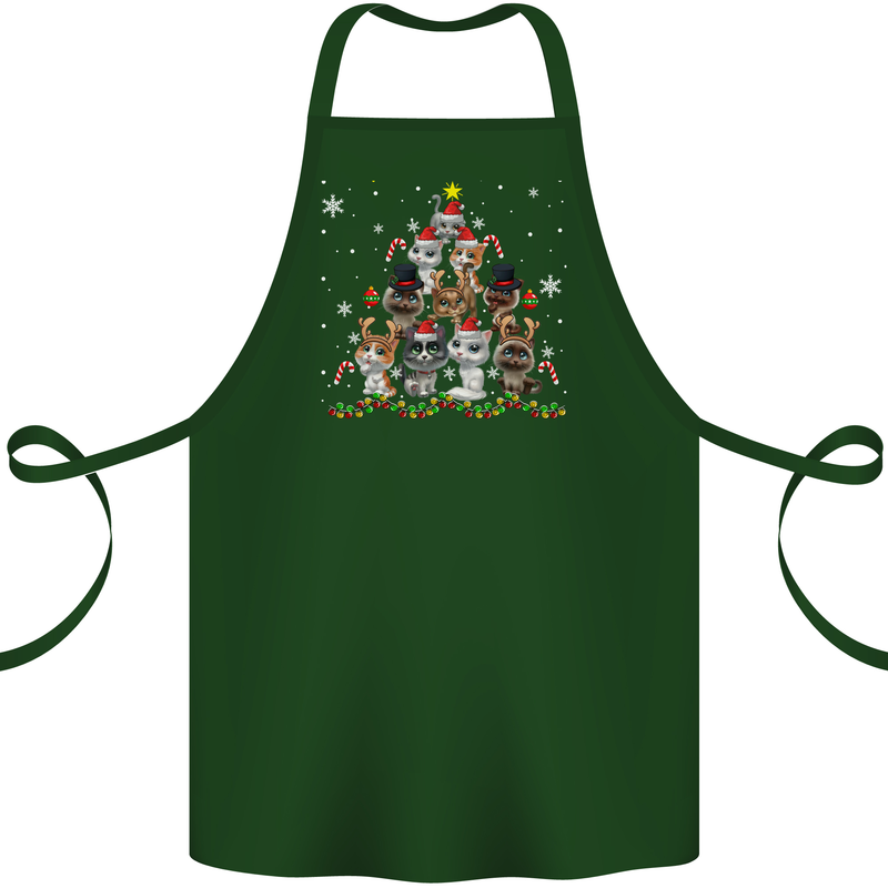 Christmas Cat Tree Funny Xmas Cotton Apron 100% Organic Forest Green