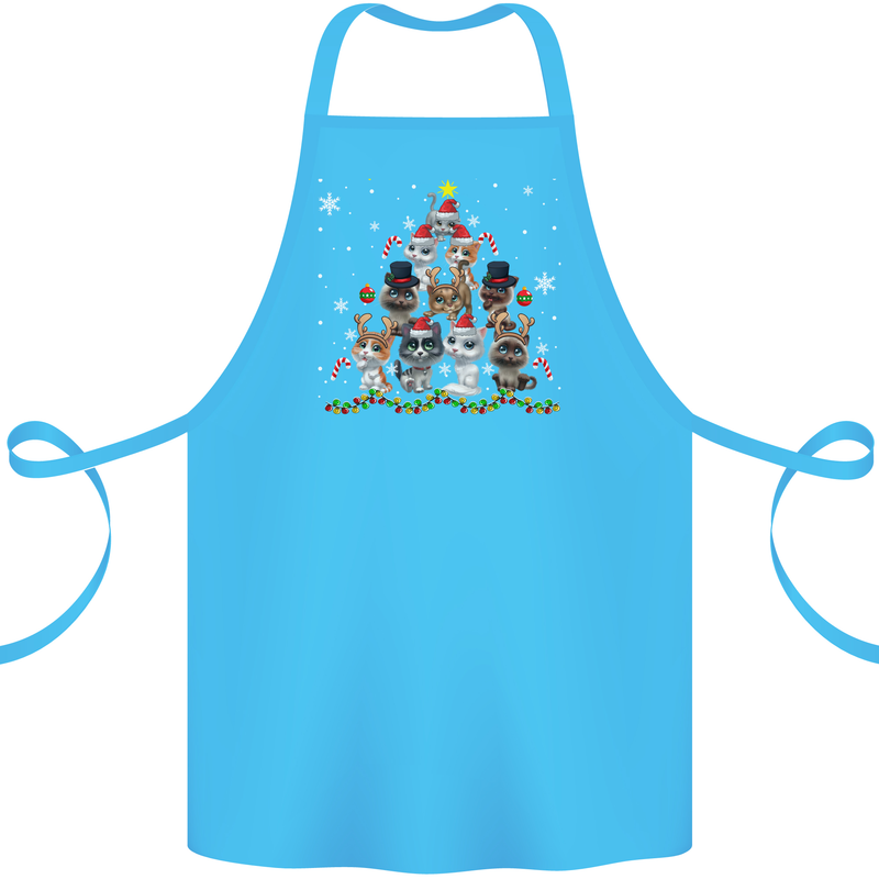 Christmas Cat Tree Funny Xmas Cotton Apron 100% Organic Turquoise