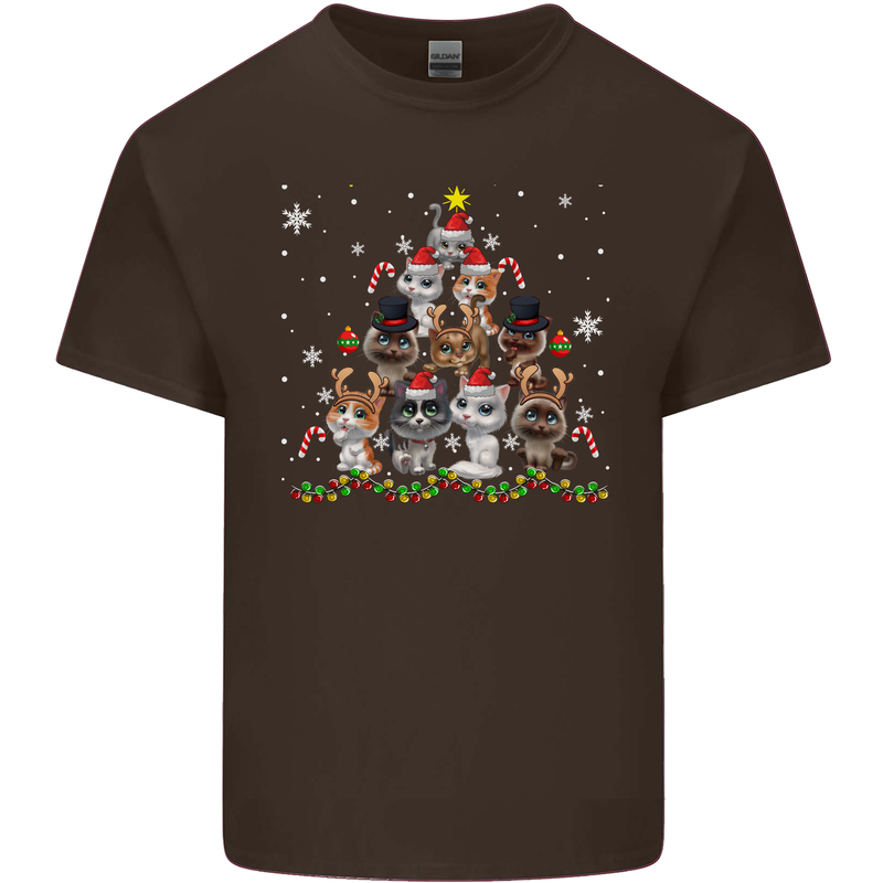 Christmas Cat Tree Funny Xmas Kids T-Shirt Childrens Chocolate