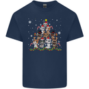 Christmas Cat Tree Funny Xmas Kids T-Shirt Childrens Navy Blue