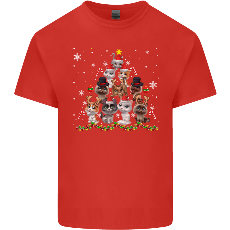 Christmas Cat Tree Funny Xmas Kids T-Shirt Childrens Red