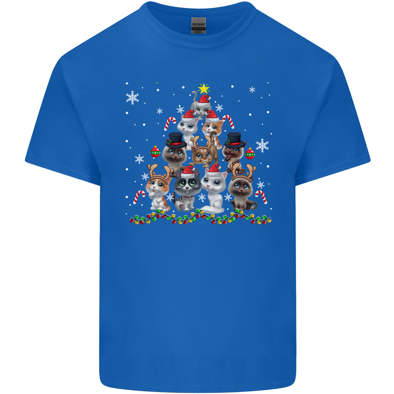 Christmas Cat Tree Funny Xmas Kids T-Shirt Childrens Royal Blue
