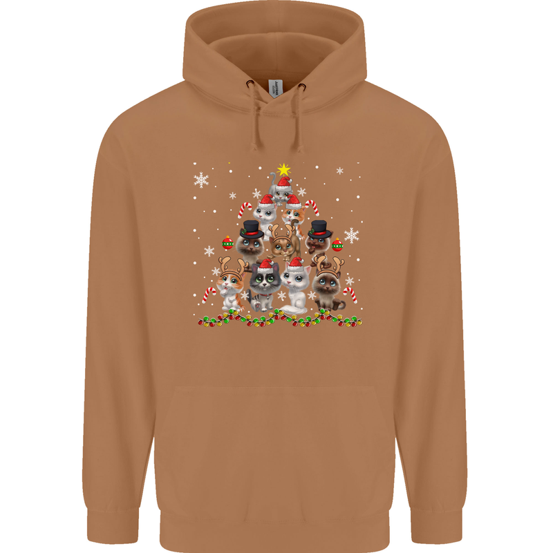 Christmas Cat Tree Funny Xmas Mens 80% Cotton Hoodie Caramel Latte