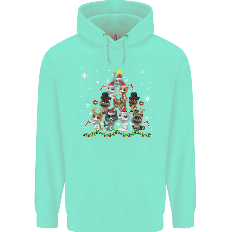 Christmas Cat Tree Funny Xmas Mens 80% Cotton Hoodie Peppermint
