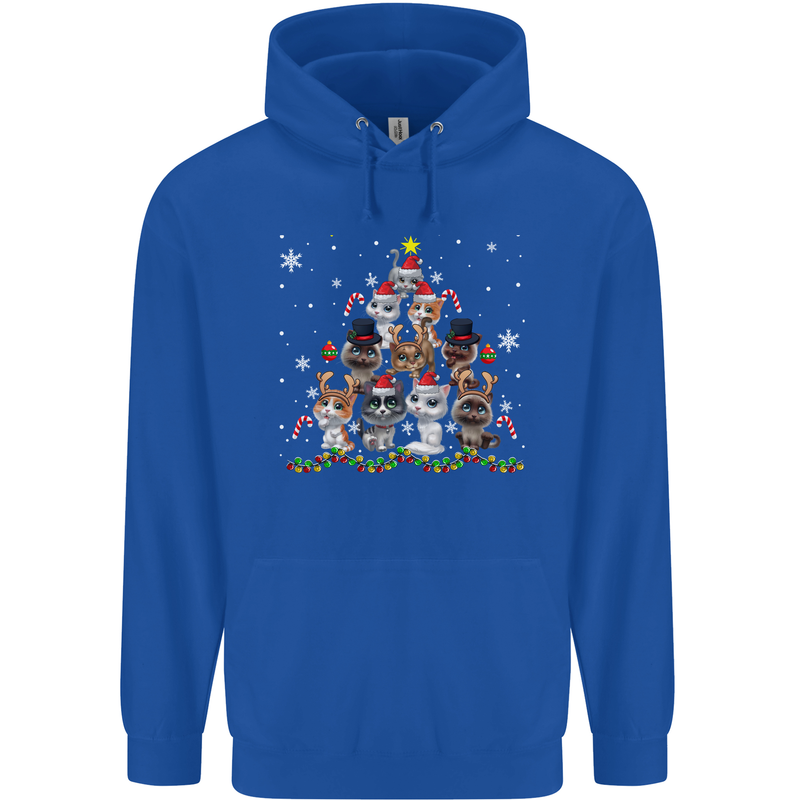 Christmas Cat Tree Funny Xmas Mens 80% Cotton Hoodie Royal Blue