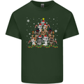 Christmas Cat Tree Funny Xmas Mens Cotton T-Shirt Tee Top Forest Green
