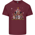 Christmas Cat Tree Funny Xmas Mens Cotton T-Shirt Tee Top Maroon