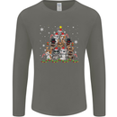 Christmas Cat Tree Funny Xmas Mens Long Sleeve T-Shirt Charcoal
