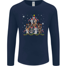 Christmas Cat Tree Funny Xmas Mens Long Sleeve T-Shirt Navy Blue