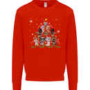 Christmas Cat Tree Funny Xmas Mens Sweatshirt Jumper Bright Red