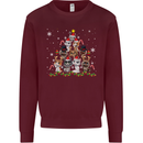 Christmas Cat Tree Funny Xmas Mens Sweatshirt Jumper Maroon
