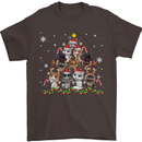 Christmas Cat Tree Funny Xmas Mens T-Shirt Cotton Gildan Dark Chocolate
