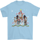Christmas Cat Tree Funny Xmas Mens T-Shirt Cotton Gildan Light Blue
