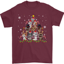 Christmas Cat Tree Funny Xmas Mens T-Shirt Cotton Gildan Maroon