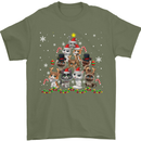 Christmas Cat Tree Funny Xmas Mens T-Shirt Cotton Gildan Military Green