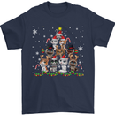 Christmas Cat Tree Funny Xmas Mens T-Shirt Cotton Gildan Navy Blue