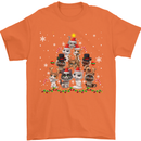Christmas Cat Tree Funny Xmas Mens T-Shirt Cotton Gildan Orange