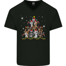 Christmas Cat Tree Funny Xmas Mens V-Neck Cotton T-Shirt Black