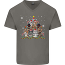 Christmas Cat Tree Funny Xmas Mens V-Neck Cotton T-Shirt Charcoal