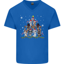 Christmas Cat Tree Funny Xmas Mens V-Neck Cotton T-Shirt Royal Blue