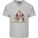 Christmas Cat Tree Funny Xmas Mens V-Neck Cotton T-Shirt Sports Grey