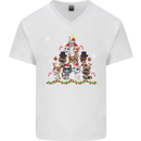 Christmas Cat Tree Funny Xmas Mens V-Neck Cotton T-Shirt White