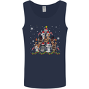 Christmas Cat Tree Funny Xmas Mens Vest Tank Top Navy Blue