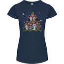 Christmas Cat Tree Funny Xmas Womens Petite Cut T-Shirt Navy Blue