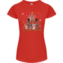 Christmas Cat Tree Funny Xmas Womens Petite Cut T-Shirt Red