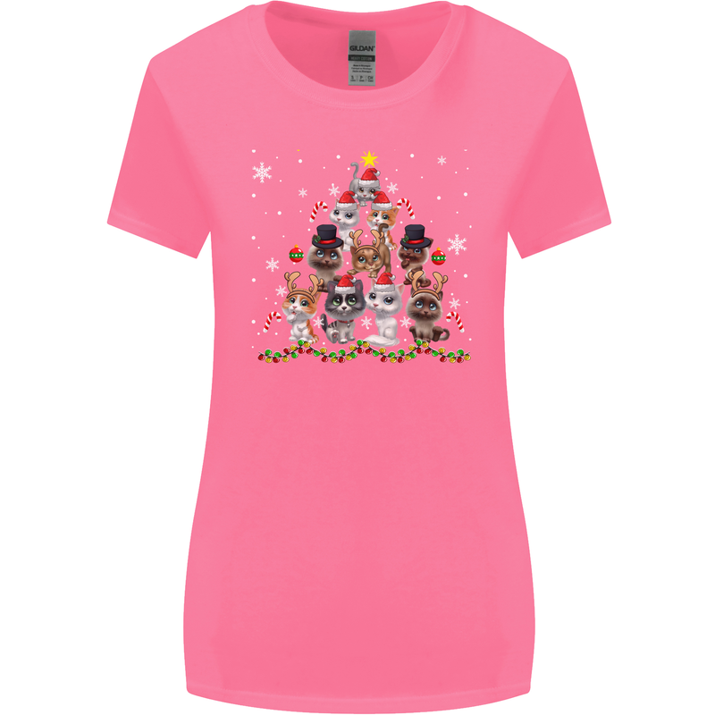 Christmas Cat Tree Funny Xmas Womens Wider Cut T-Shirt Azalea