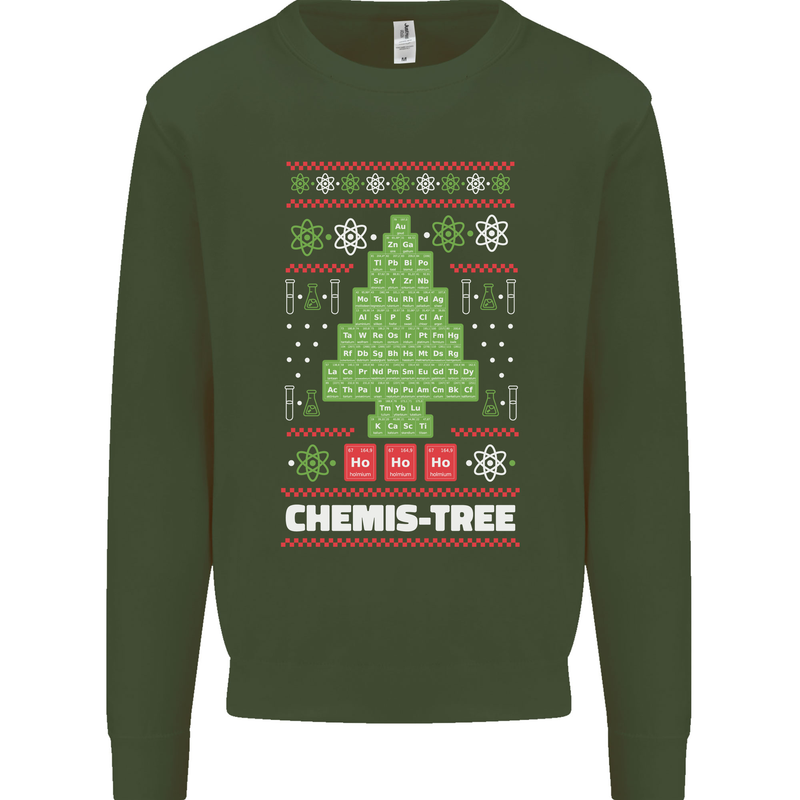 Christmas Chemistry Tree Funny Xmas Science Kids Sweatshirt Jumper Forest Green