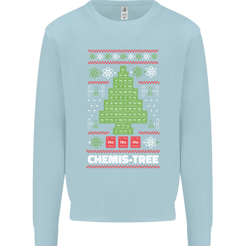 Christmas Chemistry Tree Funny Xmas Science Kids Sweatshirt Jumper Light Blue
