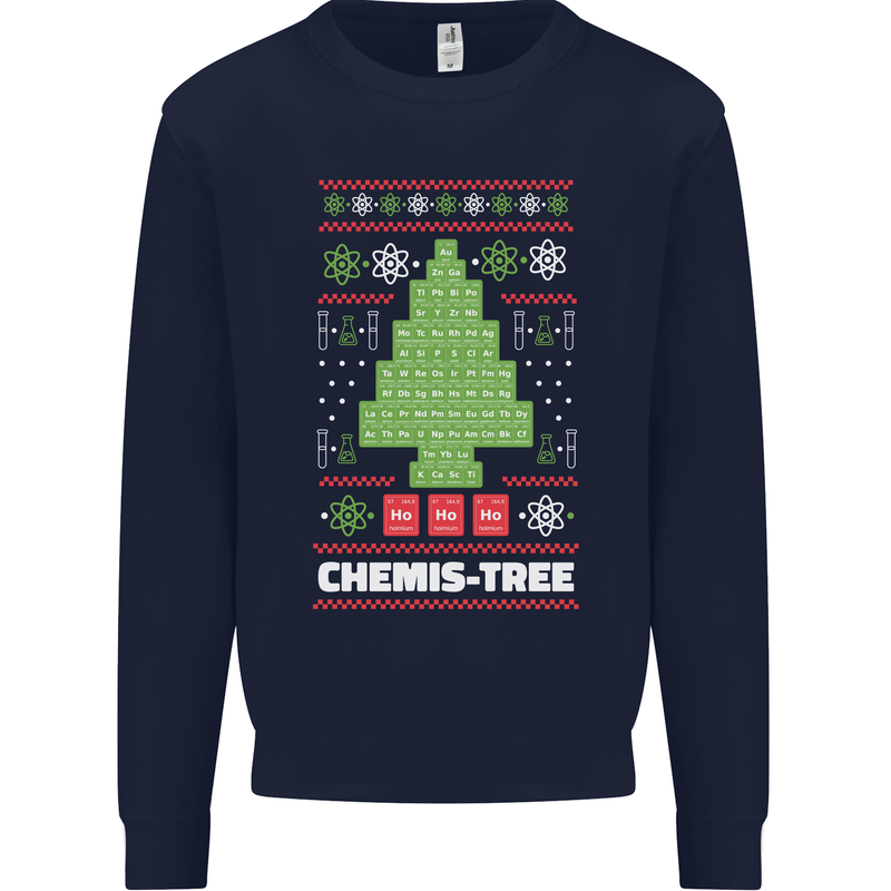 Christmas Chemistry Tree Funny Xmas Science Kids Sweatshirt Jumper Navy Blue