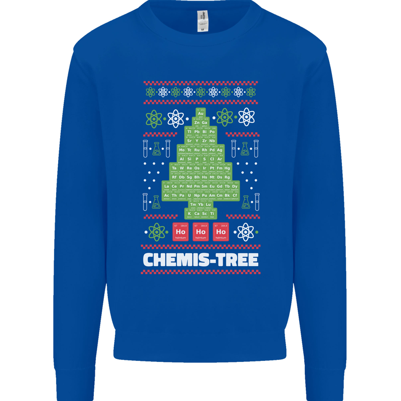 Christmas Chemistry Tree Funny Xmas Science Kids Sweatshirt Jumper Royal Blue