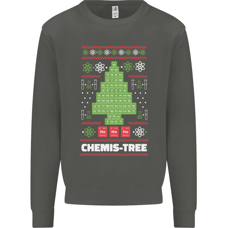 Christmas Chemistry Tree Funny Xmas Science Kids Sweatshirt Jumper Storm Grey