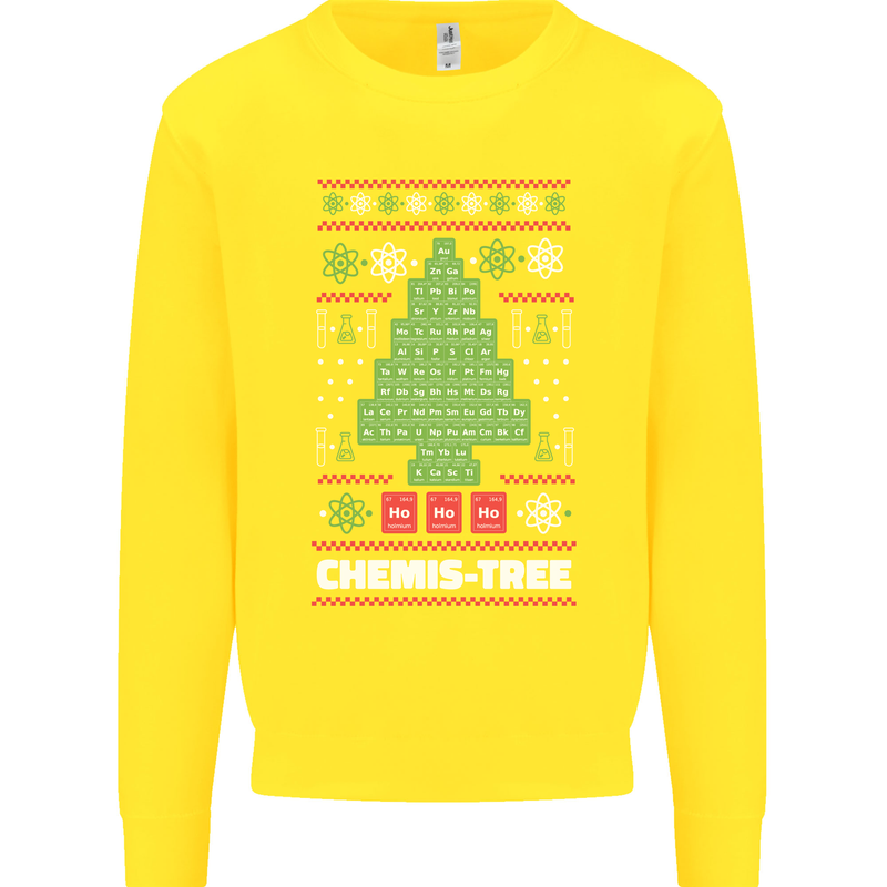 Christmas Chemistry Tree Funny Xmas Science Kids Sweatshirt Jumper Yellow