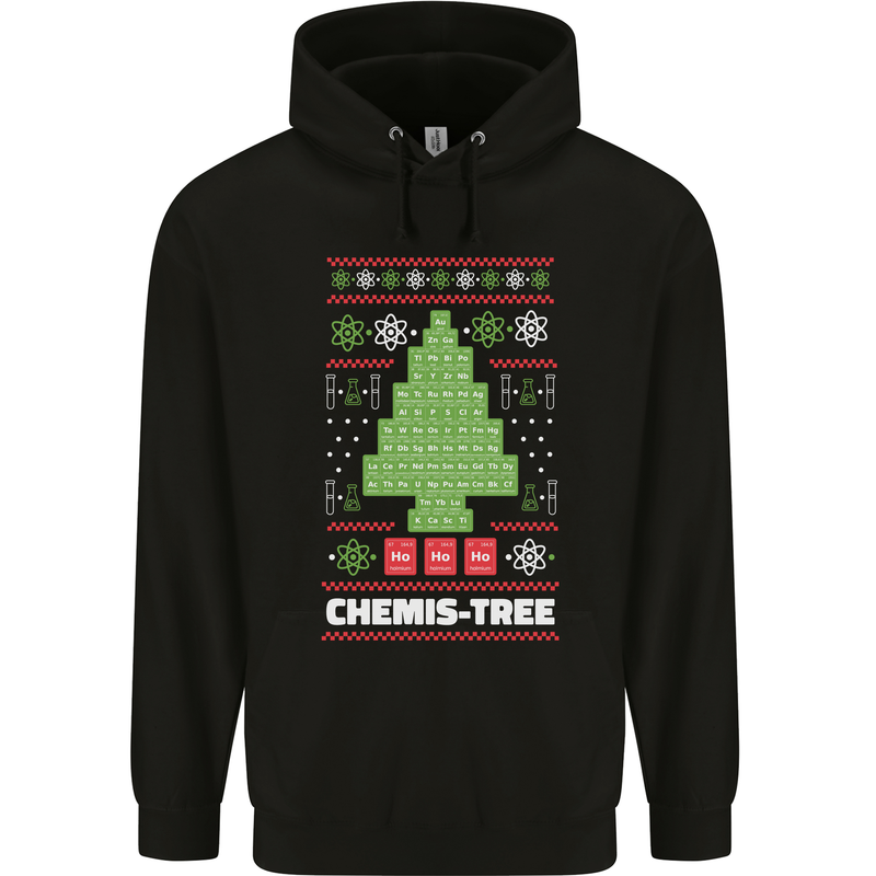 Christmas Chemistry Tree Funny Xmas Science Mens 80% Cotton Hoodie Black