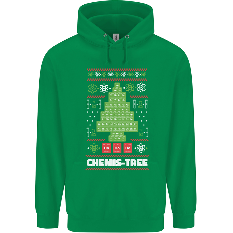 Christmas Chemistry Tree Funny Xmas Science Mens 80% Cotton Hoodie Irish Green