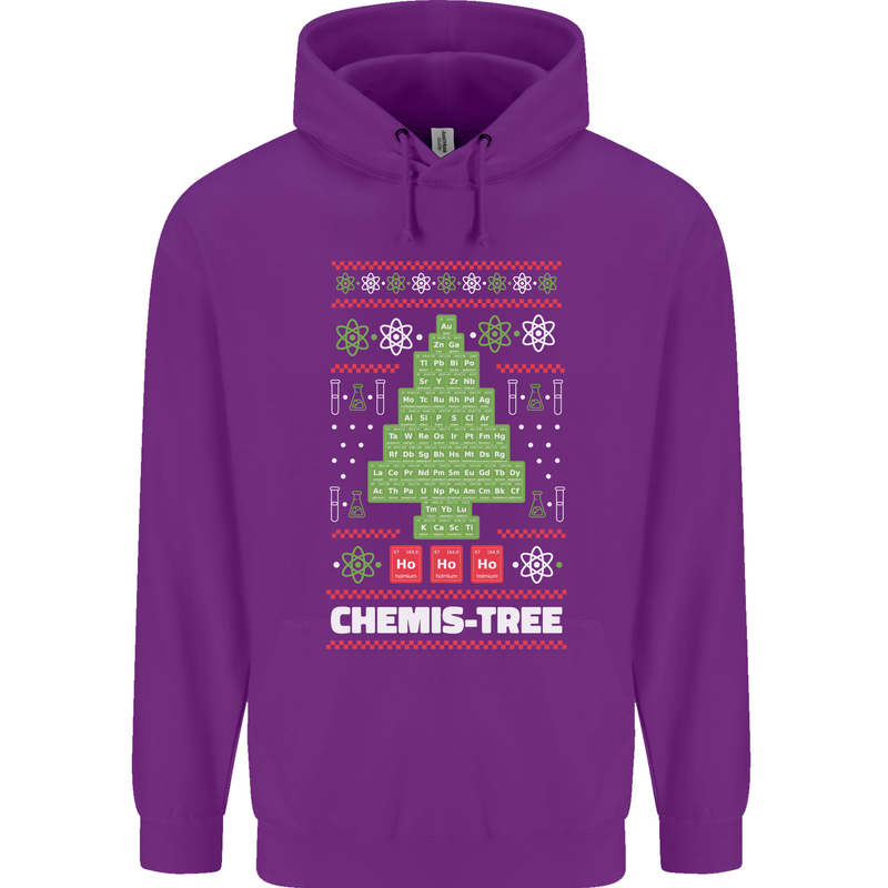 Christmas Chemistry Tree Funny Xmas Science Mens 80% Cotton Hoodie Purple