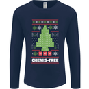 Christmas Chemistry Tree Funny Xmas Science Mens Long Sleeve T-Shirt Navy Blue