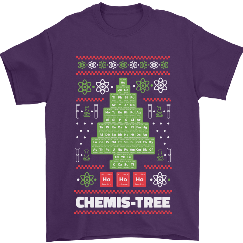 Christmas Chemistry Tree Funny Xmas Science Mens T-Shirt Cotton Gildan Purple