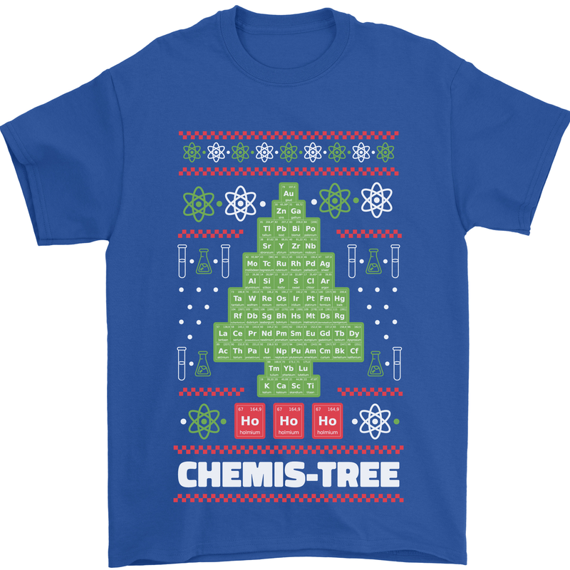 Christmas Chemistry Tree Funny Xmas Science Mens T-Shirt Cotton Gildan Royal Blue
