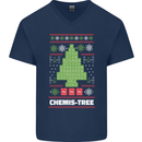 Christmas Chemistry Tree Funny Xmas Science Mens V-Neck Cotton T-Shirt Navy Blue