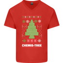 Christmas Chemistry Tree Funny Xmas Science Mens V-Neck Cotton T-Shirt Red