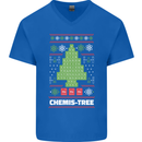 Christmas Chemistry Tree Funny Xmas Science Mens V-Neck Cotton T-Shirt Royal Blue