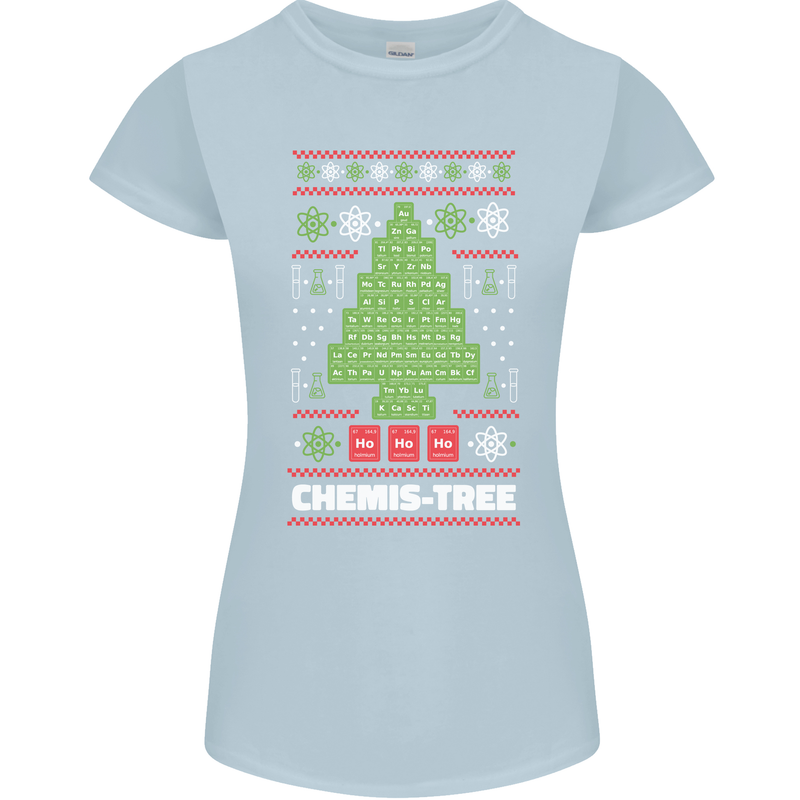 Christmas Chemistry Tree Funny Xmas Science Womens Petite Cut T-Shirt Light Blue