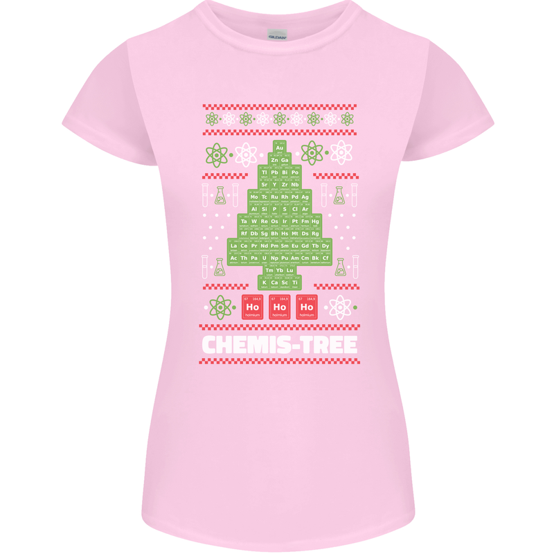 Christmas Chemistry Tree Funny Xmas Science Womens Petite Cut T-Shirt Light Pink
