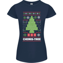 Christmas Chemistry Tree Funny Xmas Science Womens Petite Cut T-Shirt Navy Blue