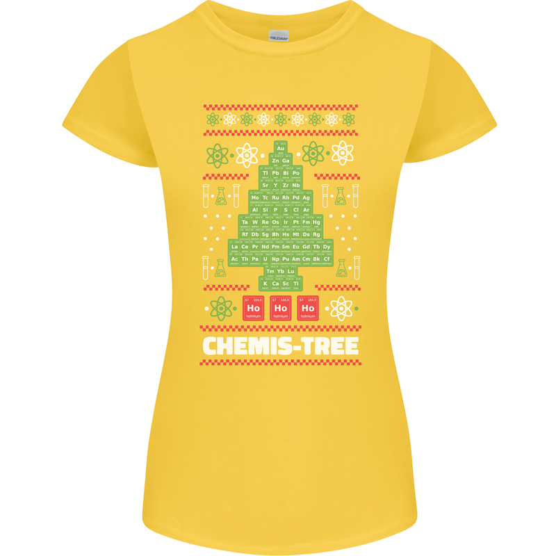 Christmas Chemistry Tree Funny Xmas Science Womens Petite Cut T-Shirt Yellow